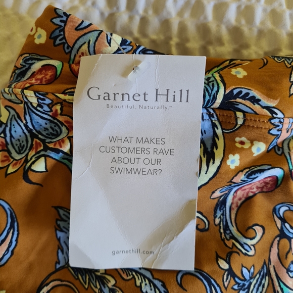 New Summer Garnet Hill Signature Swim Skirt in Brown Paisley Print Sz 10 - Picture 6 of 12